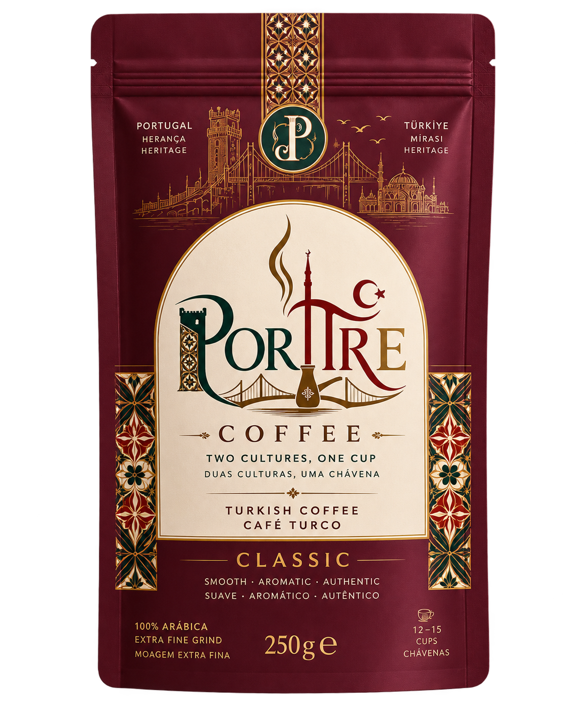 Burgundy PortreCoffee Classic Blend package