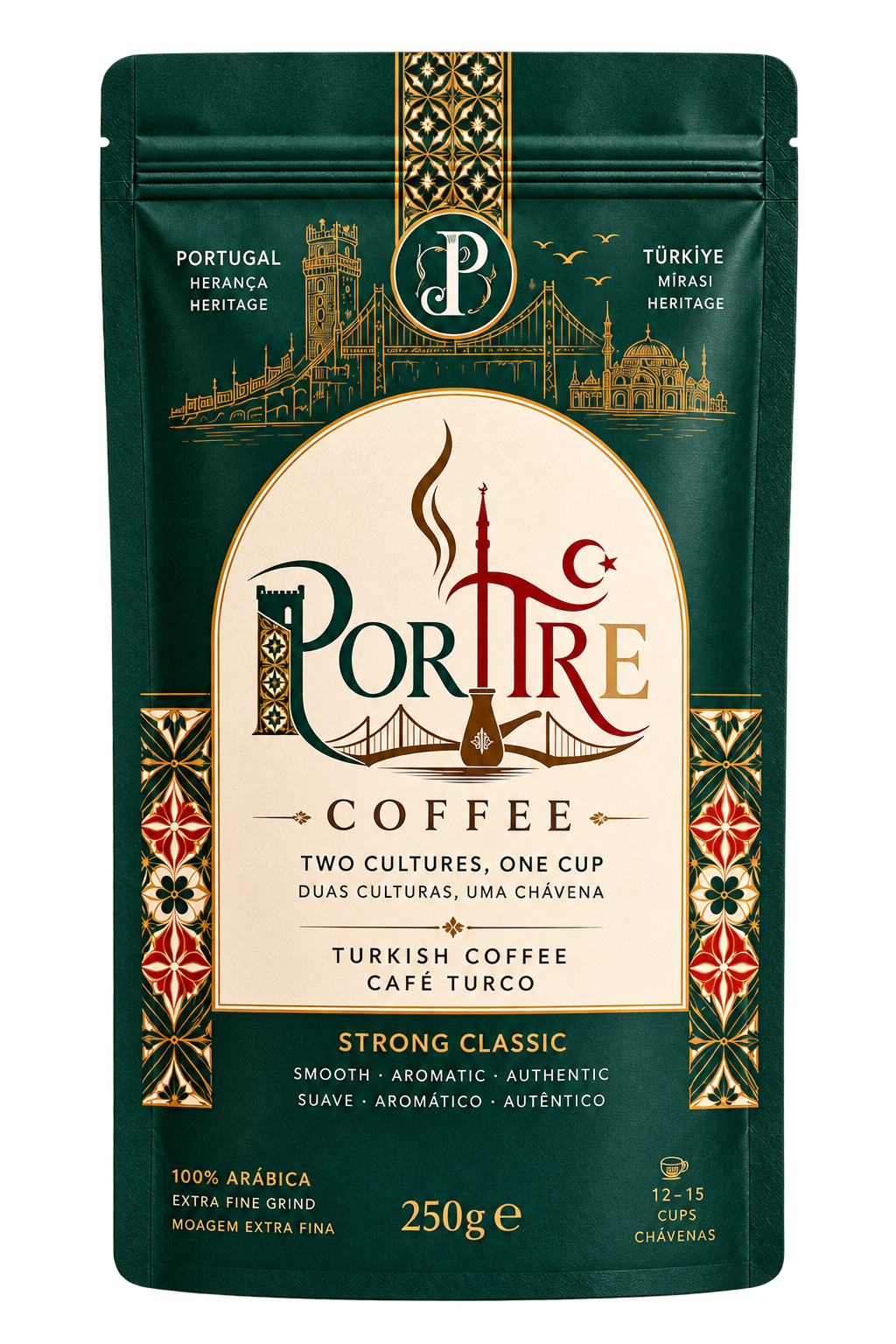 Green PortreCoffee Strong Classic Blend package